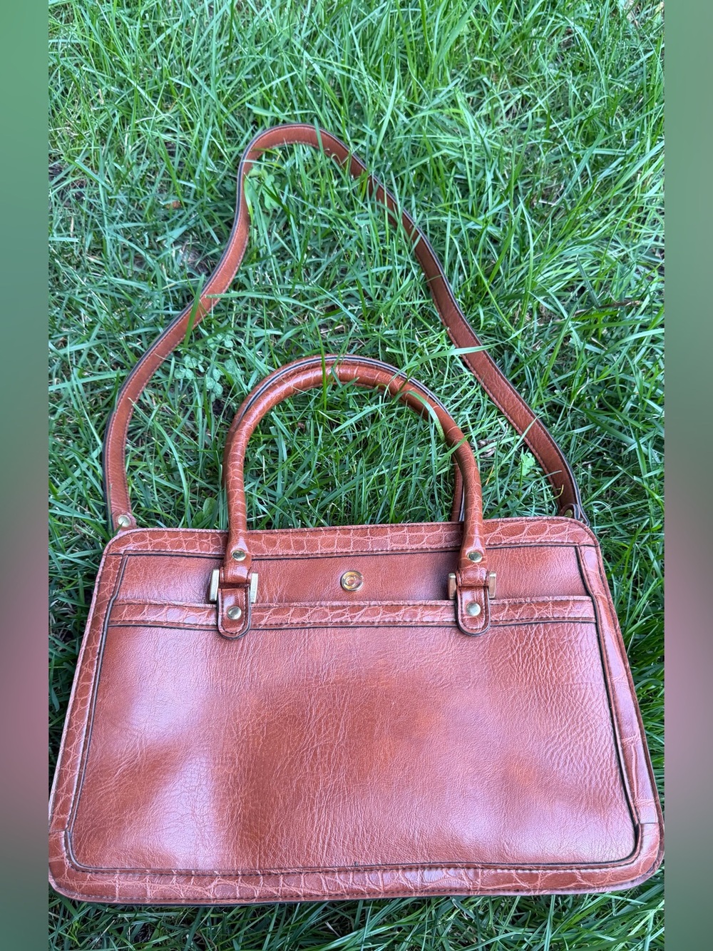 Cornell Vintage Cognac Leather Crossbody Satchel Bag Organizer